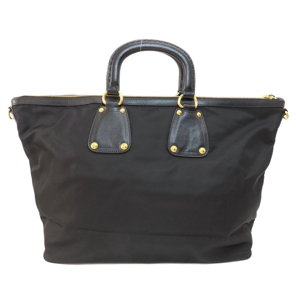 Prada triangle logo enamel Black tote iconic bag Black
